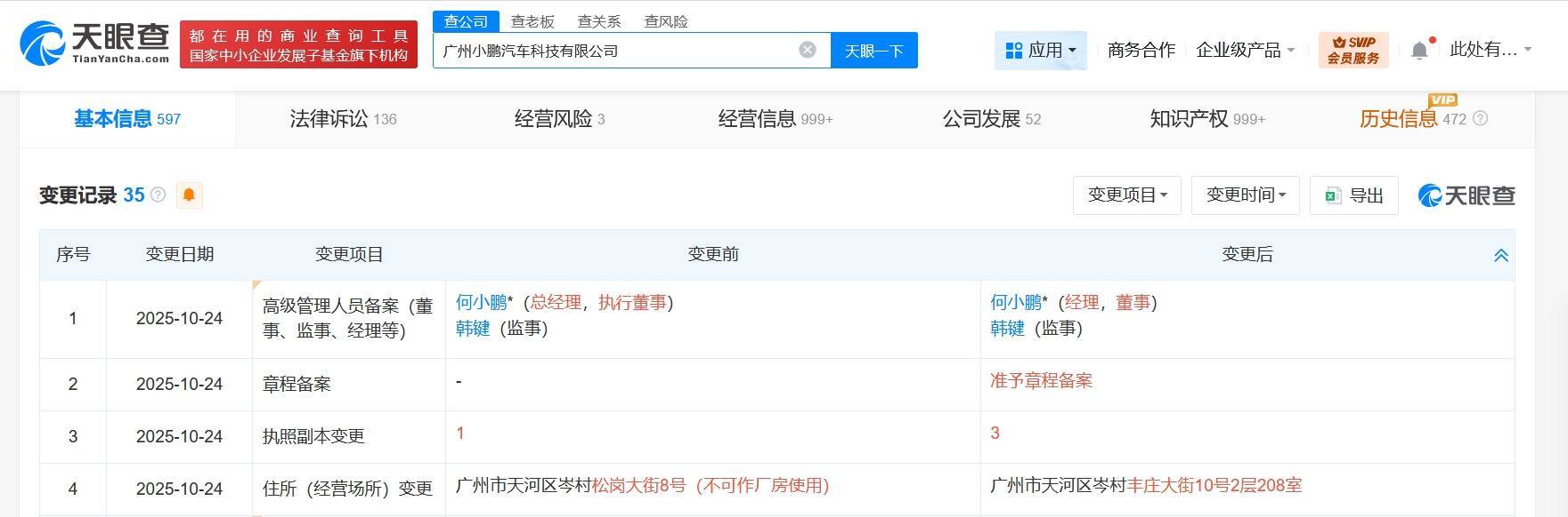 何小鵬在廣州小鵬汽車科技公司職位發生變更:中航光電科技股份有限公司